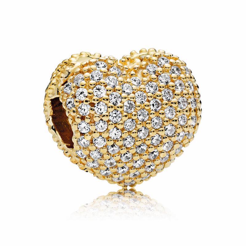 Pandora Shine™ Pave Open My Heart Clip Charm - 18ct Gold Plated/Cubic Zirconia - Canada | YT6239HB